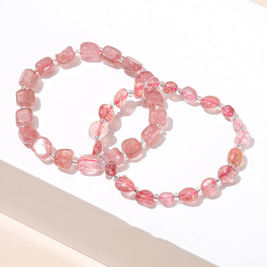 Natural strawberry crystal bracelet