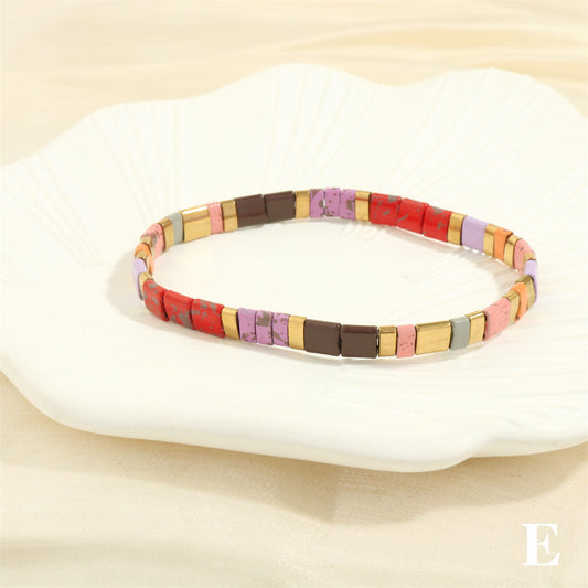 Handmade Multi-Colored Tila Stretch Bracelets E