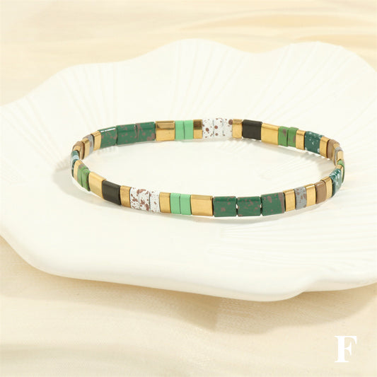 Handmade Multi-Colored Tila Stretch Bracelets F