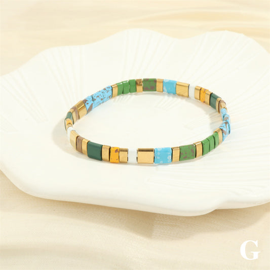 Handmade Multi-Colored Tila Stretch Bracelets G