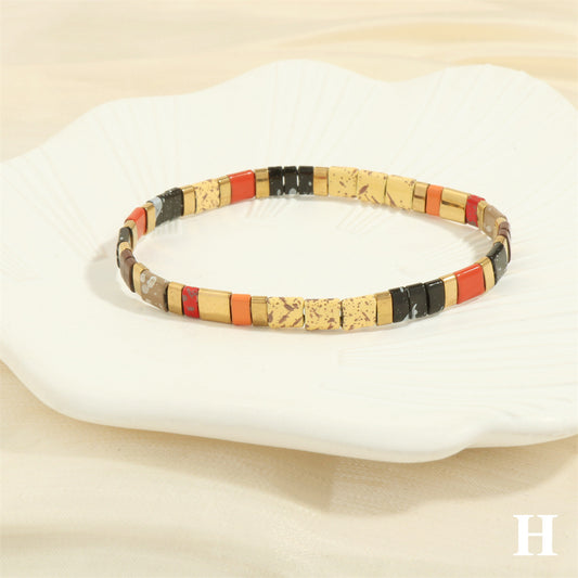 Handmade Multi-Colored Tila Stretch Bracelets H
